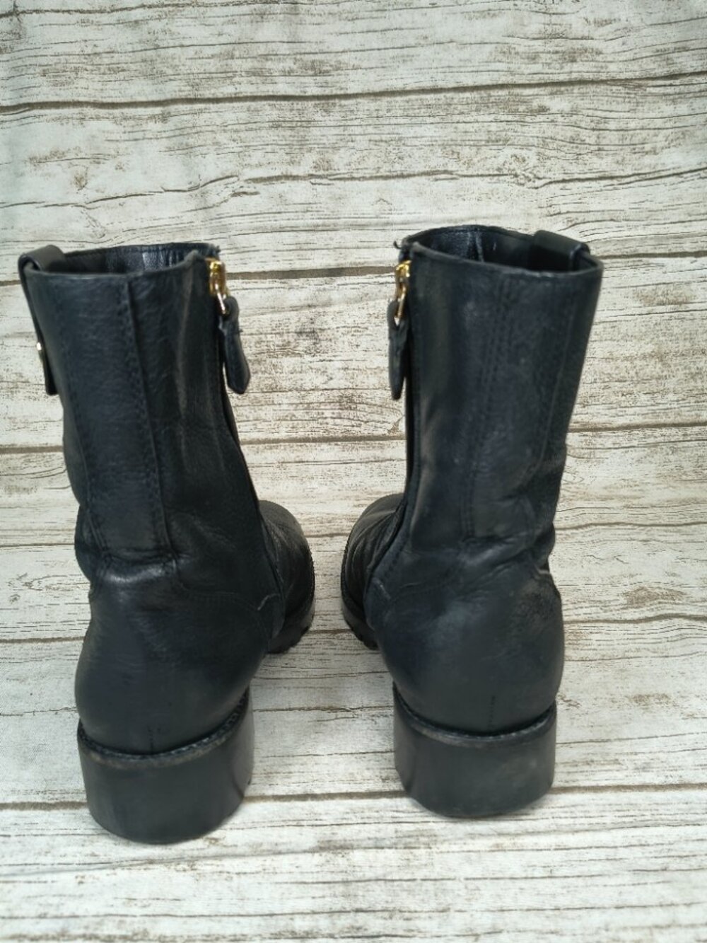 Tory Burch black Leather Moto Booties Women Size 7 - Picture 4 of 9